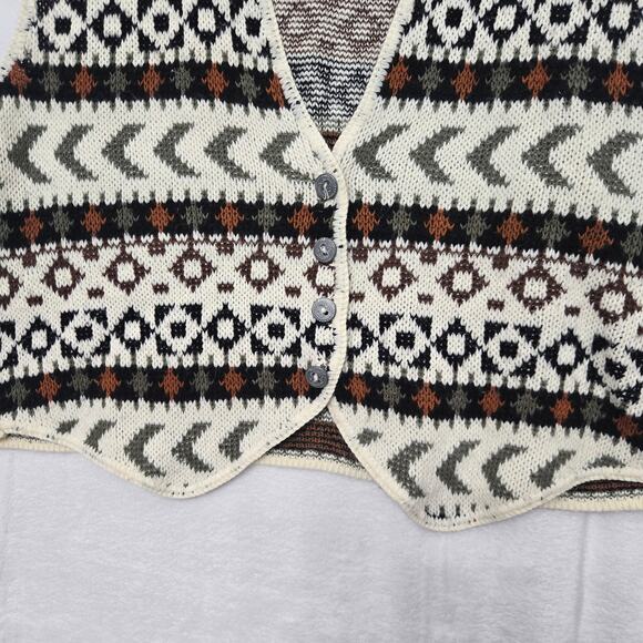 Backroads Blues Womens Vintage 90s Boho Southwestern Indie Knit Sweater Vest M - Picture 4 of 8